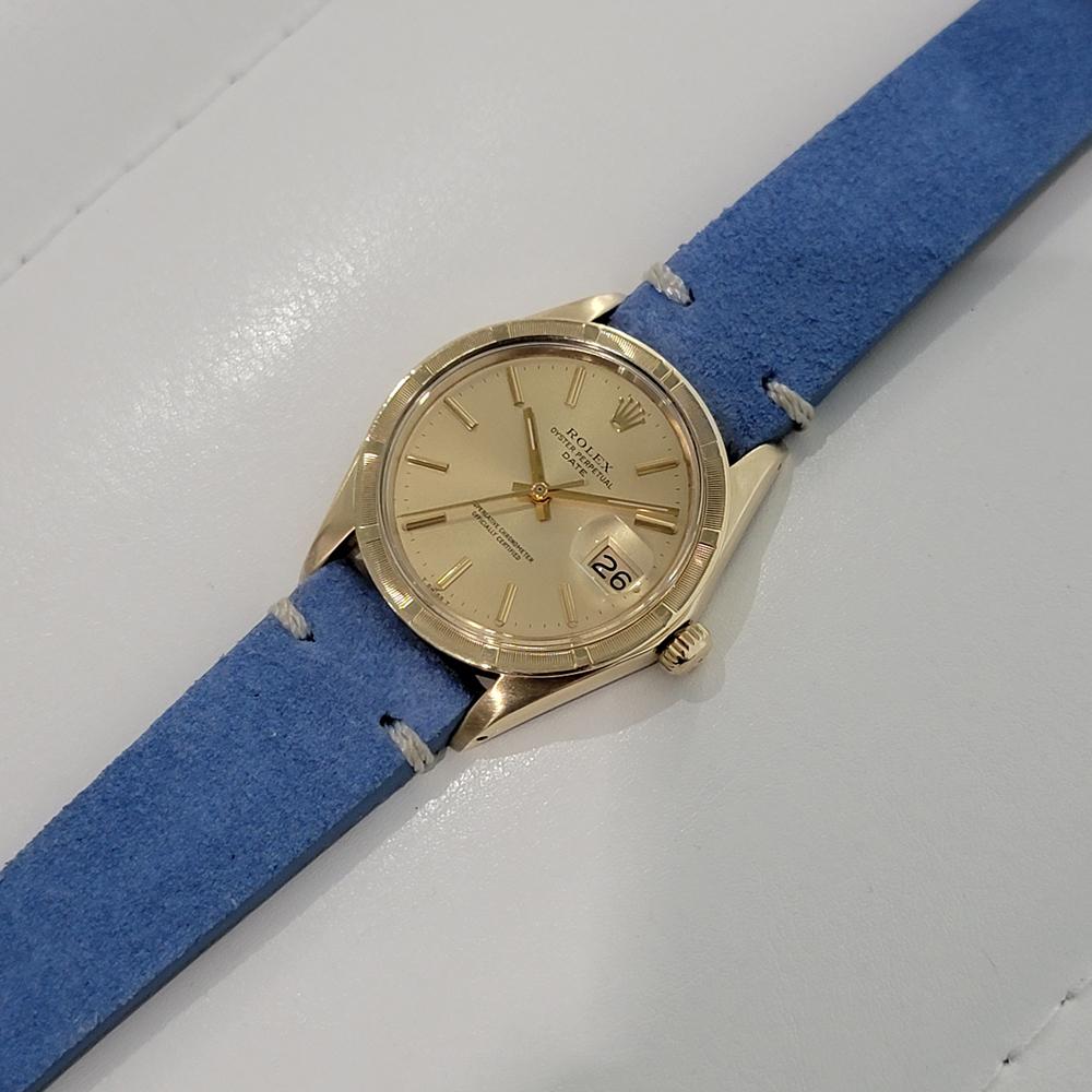 Men's Mens Rolex Oyster Perpetual Date Ref 1501 35mm 14k Gold Automatic 1970s RA351B For Sale
