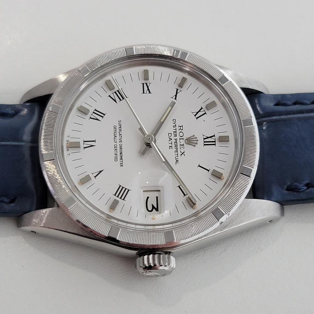 Mens Rolex Oyster Perpetual Date Ref 1501 Automatic 1970s Swiss RA322B In Excellent Condition For Sale In Beverly Hills, CA