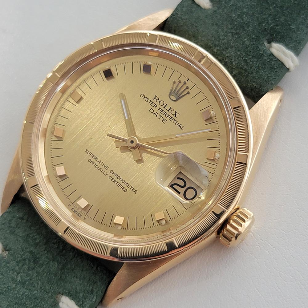 Men's Mens Rolex Oyster Perpetual Date Ref 1501 Solid 14k Gold Automatic 1960s RA496 For Sale