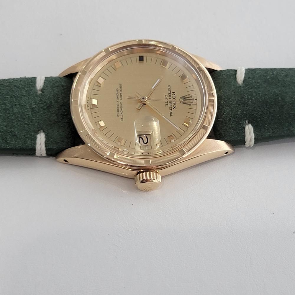 Mens Rolex Oyster Perpetual Date Ref 1501 Solid 14k Gold Automatic 1960s RA496 For Sale 1