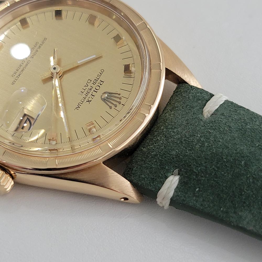 Mens Rolex Oyster Perpetual Date Ref 1501 Solid 14k Gold Automatic 1960s RA496 For Sale 2