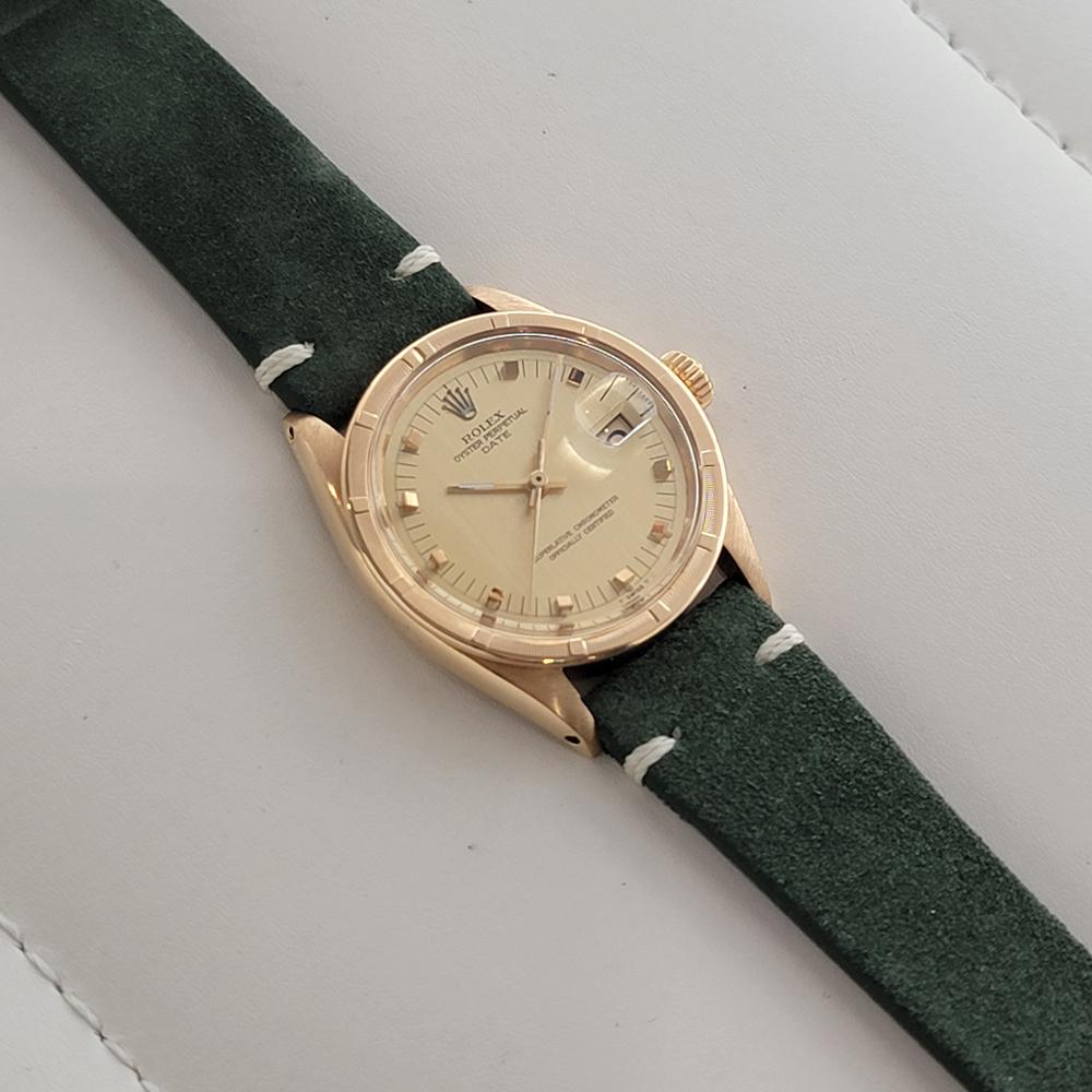Mens Rolex Oyster Perpetual Date Ref 1501 Solid 14k Gold Automatic 1960s RA496 For Sale 3