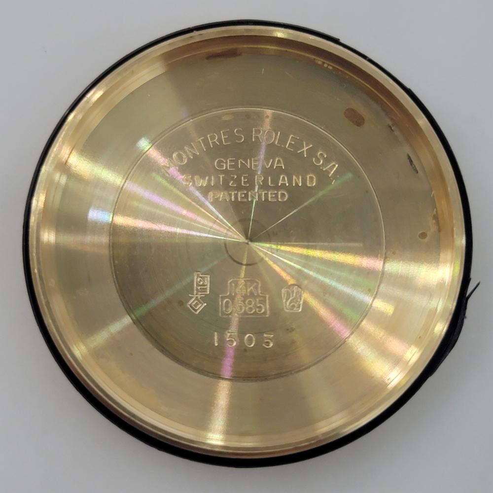 Mens Rolex Oyster Perpetual Date Ref 1501 Solid 14k Gold Automatic 1960s RA496B For Sale 8