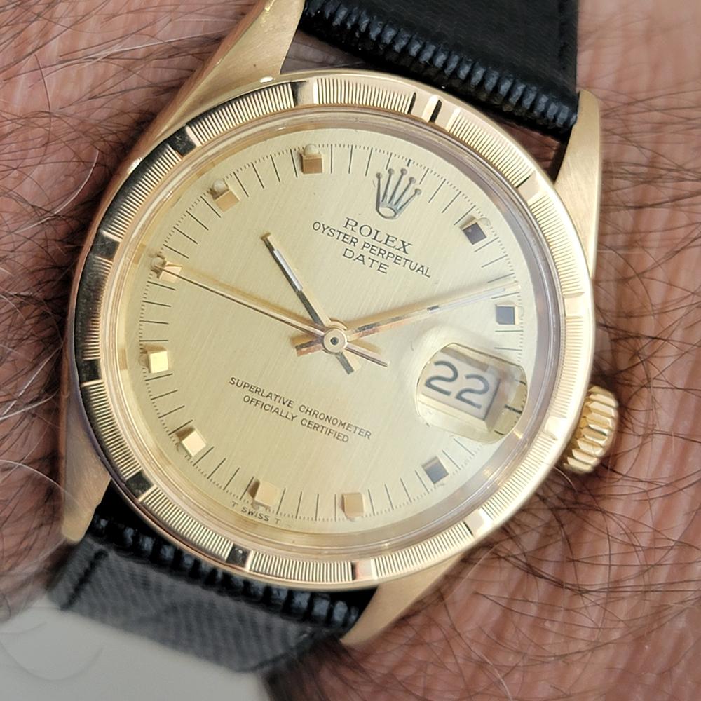 Mens Rolex Oyster Perpetual Date Ref 1501 Solid 14k Gold Automatic 1960s RA496B For Sale 9