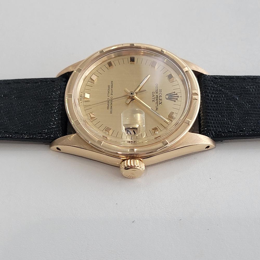 Mens Rolex Oyster Perpetual Date Ref 1501 Solid 14k Gold Automatic 1960s RA496B For Sale 1