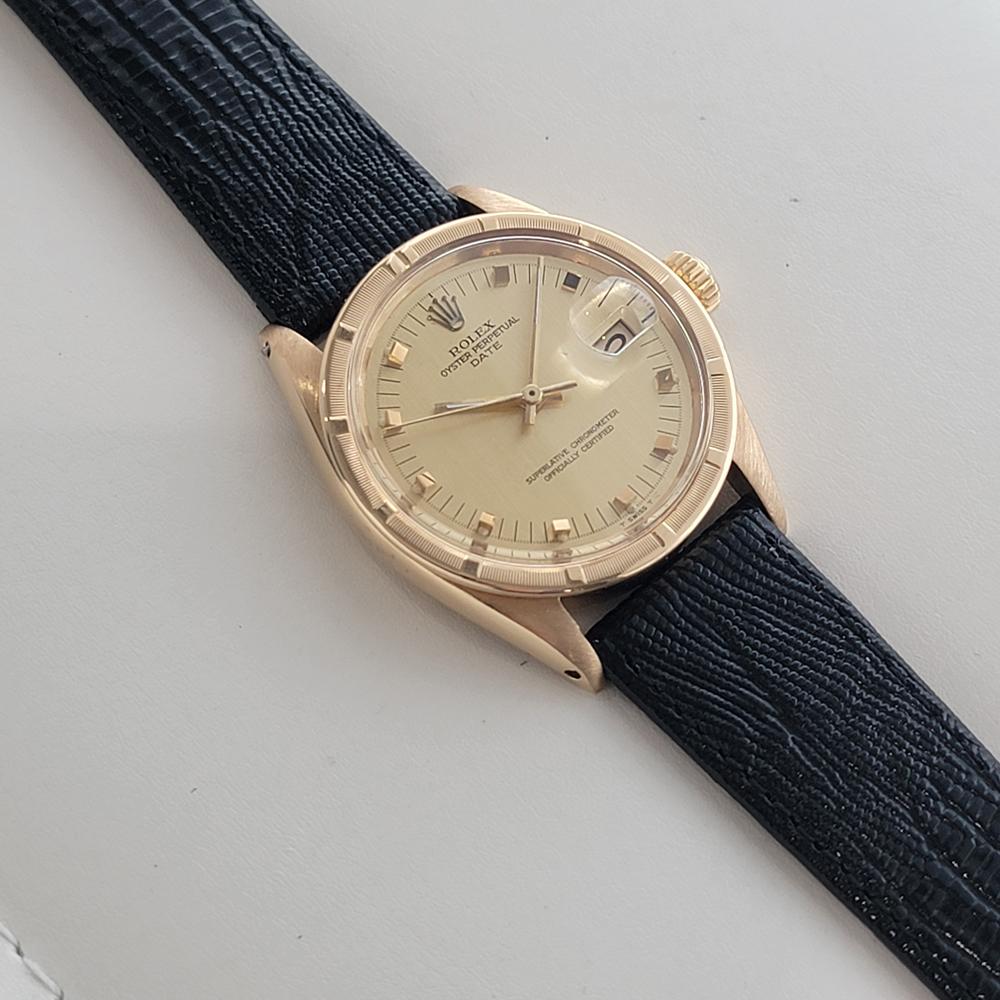 Mens Rolex Oyster Perpetual Date Ref 1501 Solid 14k Gold Automatic 1960s RA496B For Sale 3