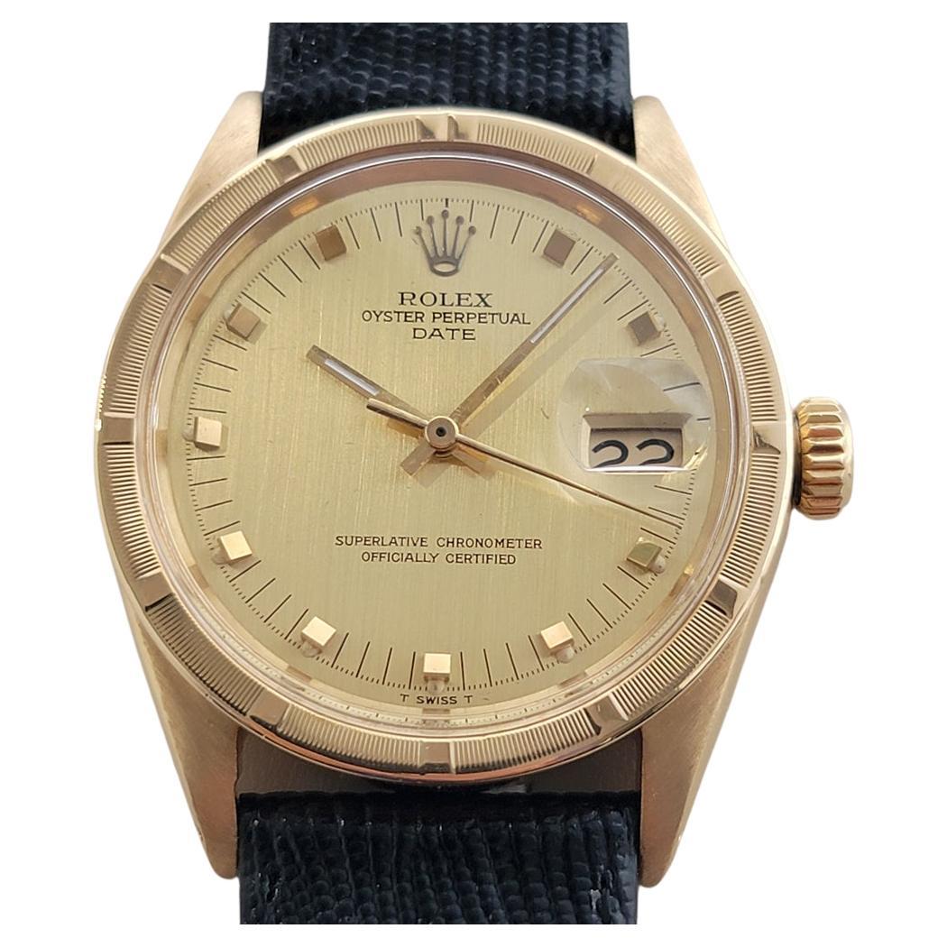 Mens Rolex Oyster Perpetual Date Ref 1501 Solid 14k Gold Automatic 1960s RA496B