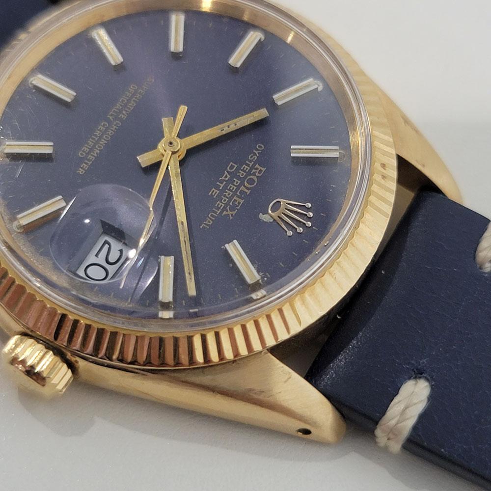 Mens Rolex Oyster Perpetual Date Ref 1503 14k Gold Automatic 1960s RA264B In Excellent Condition For Sale In Beverly Hills, CA