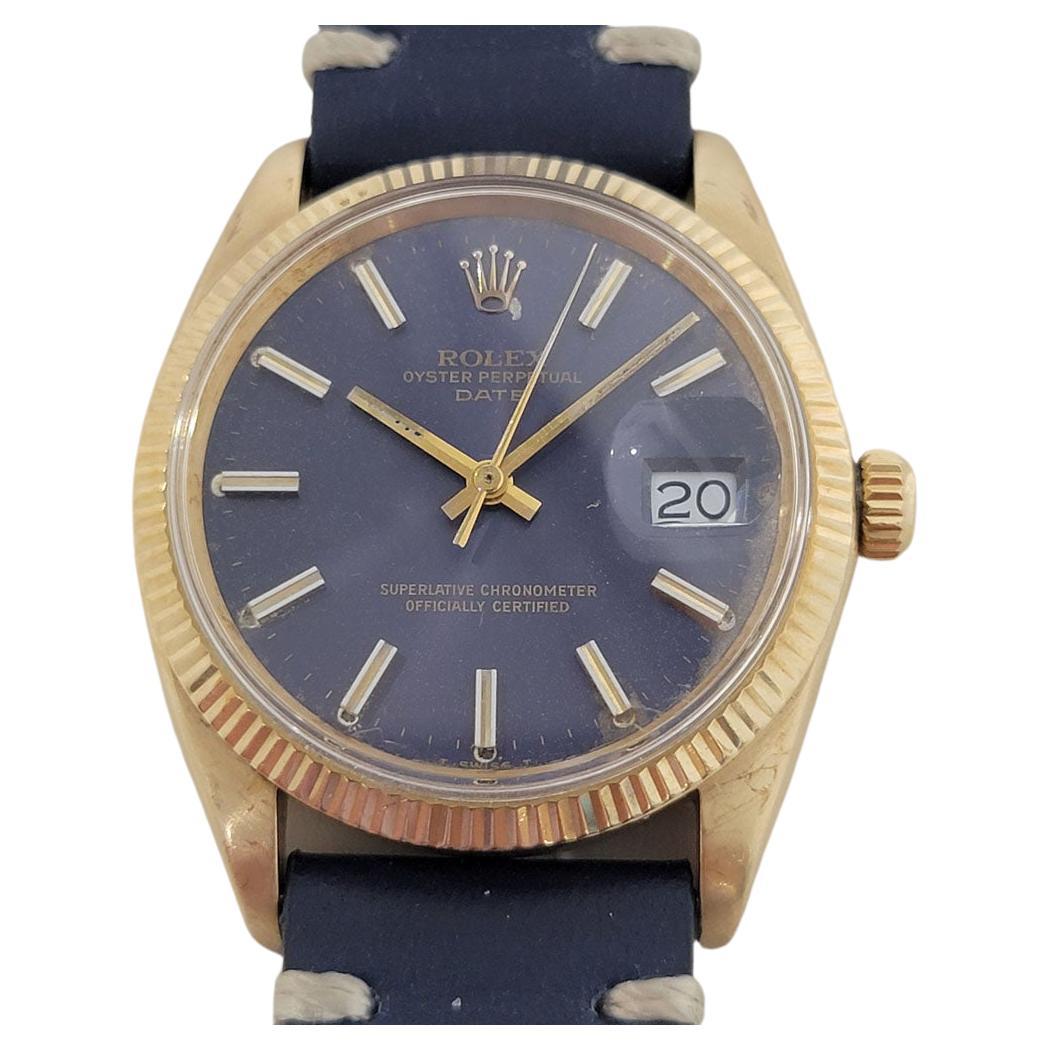 Mens Rolex Oyster Perpetual Date Ref 1503 14k Gold Automatic 1960s RA264B For Sale