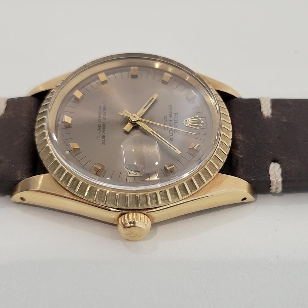 Herren Rolex Oyster Perpetual Date Ref 1503 14k Gold Automatik 1970er Jahre RJC120B im Angebot 1