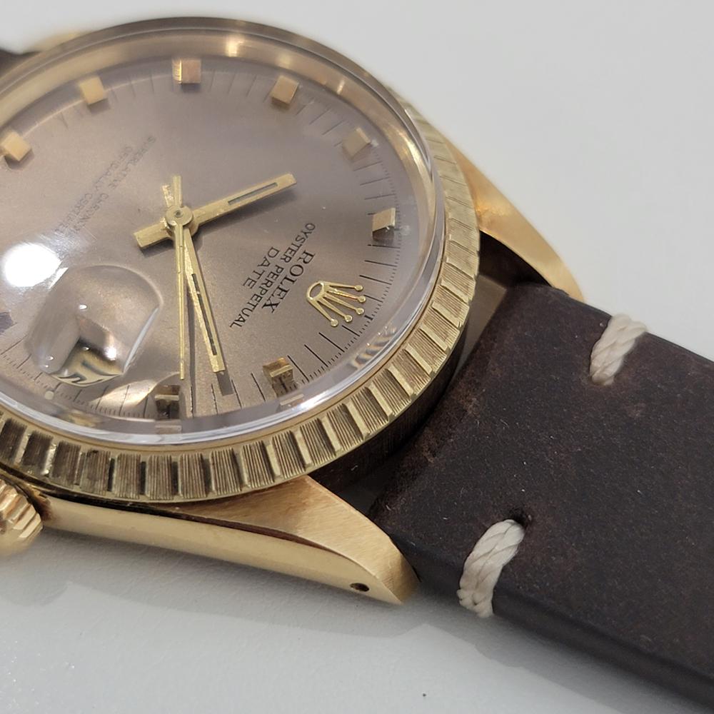 Men's Rolex Oyster Perpetual Date Ref 1503 14k Gold Automatic 1970s RJC120B In Excellent Condition For Sale In Beverly Hills, CA