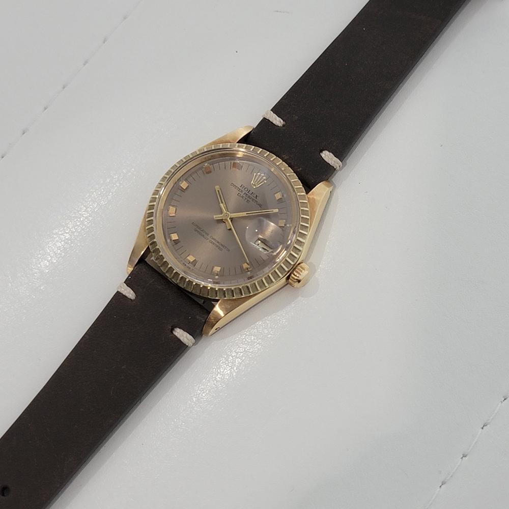 Men's Rolex Oyster Perpetual Date Ref 1503 14k Gold Automatic 1970s RJC120B For Sale 1