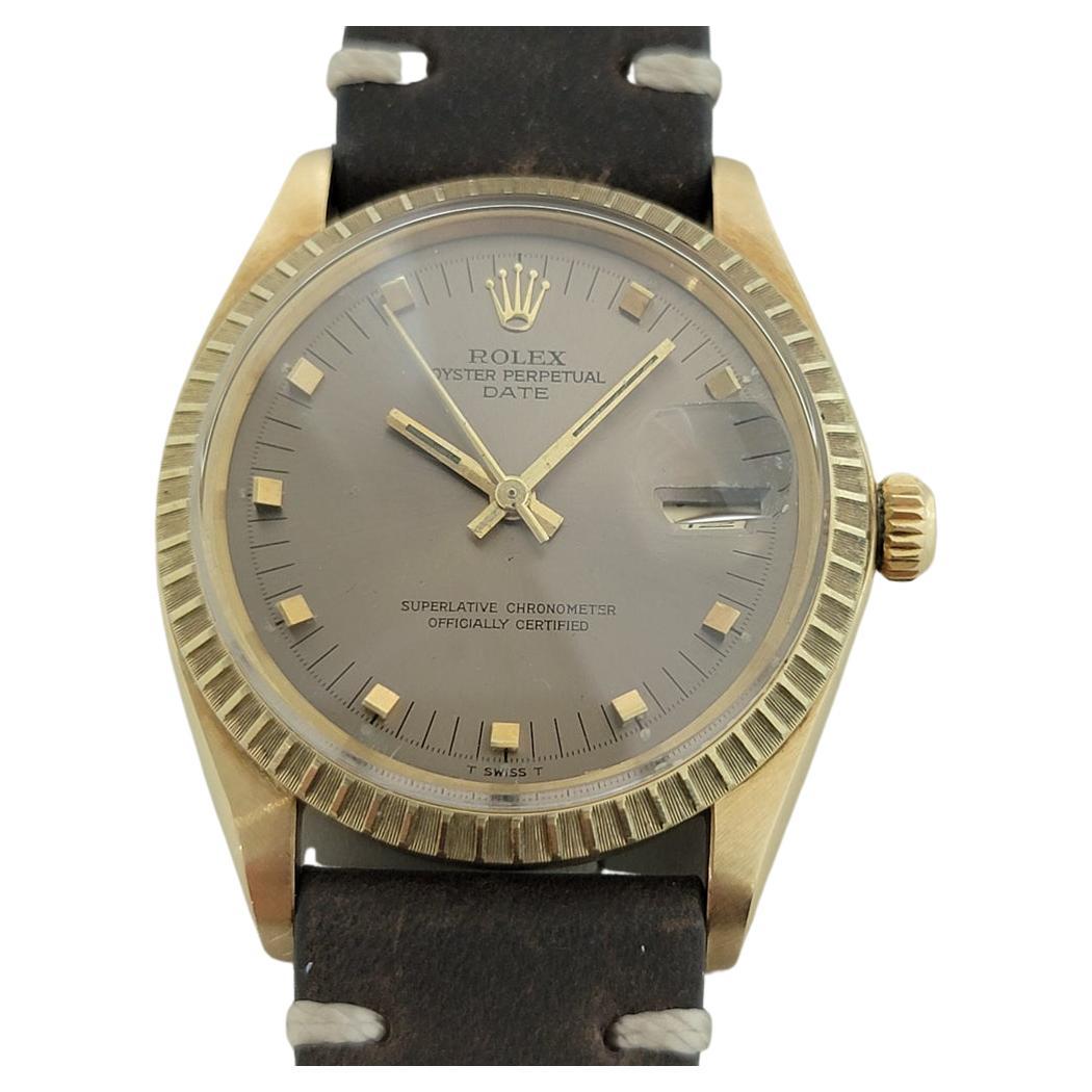 Men's Rolex Oyster Perpetual Date Ref 1503 14k Gold Automatic 1970s RJC120B For Sale