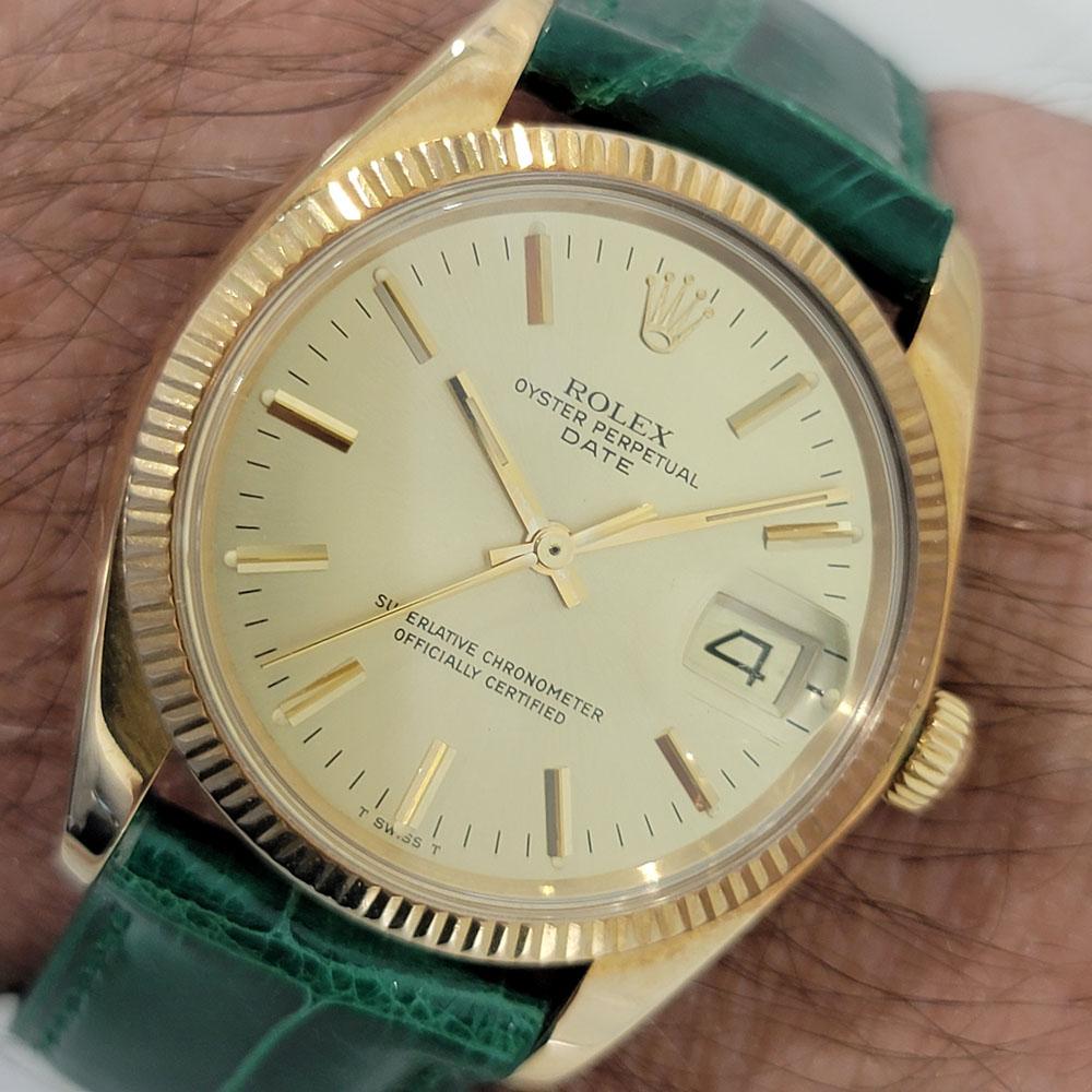 Herren Rolex Oyster Perpetual Date Ref 1503 14k Gold Automatik 1970er Jahre RJC192G im Angebot 9