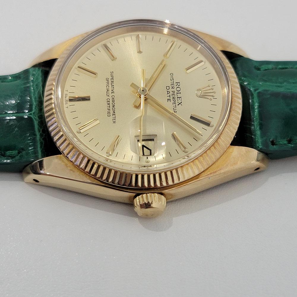 Herren Rolex Oyster Perpetual Date Ref 1503 14k Gold Automatik 1970er Jahre RJC192G im Angebot 1
