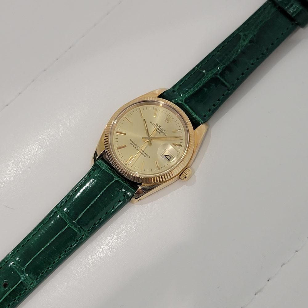 Men's Rolex Oyster Perpetual Date Ref 1503 14k Gold Automatic 1970s RJC192G For Sale 3