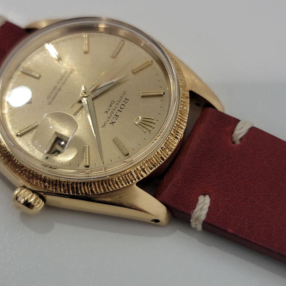 Mens Rolex Oyster Perpetual Date Ref 1503 18k Gold Automatic 1960s Rjc156r In Excellent Condition For Sale In Beverly Hills, CA