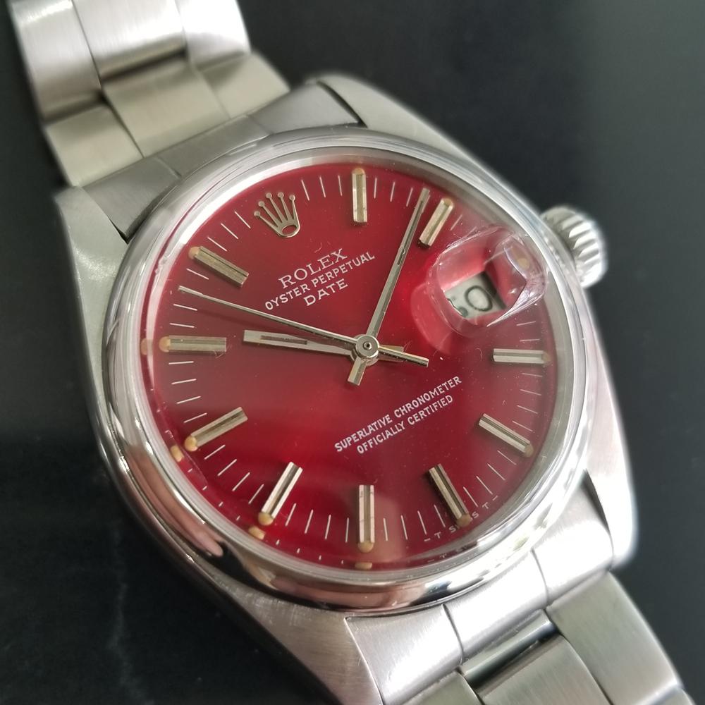 Mens Rolex Oyster Perpetual Date Ref.1500 Automatic, c.1970s Swiss RA113 In Excellent Condition In Beverly Hills, CA