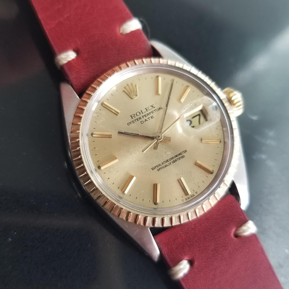 Men's Rolex Oyster Perpetual Date Ref.1505 18k & SS Automatic, c.1970s RA136 In Excellent Condition In Beverly Hills, CA