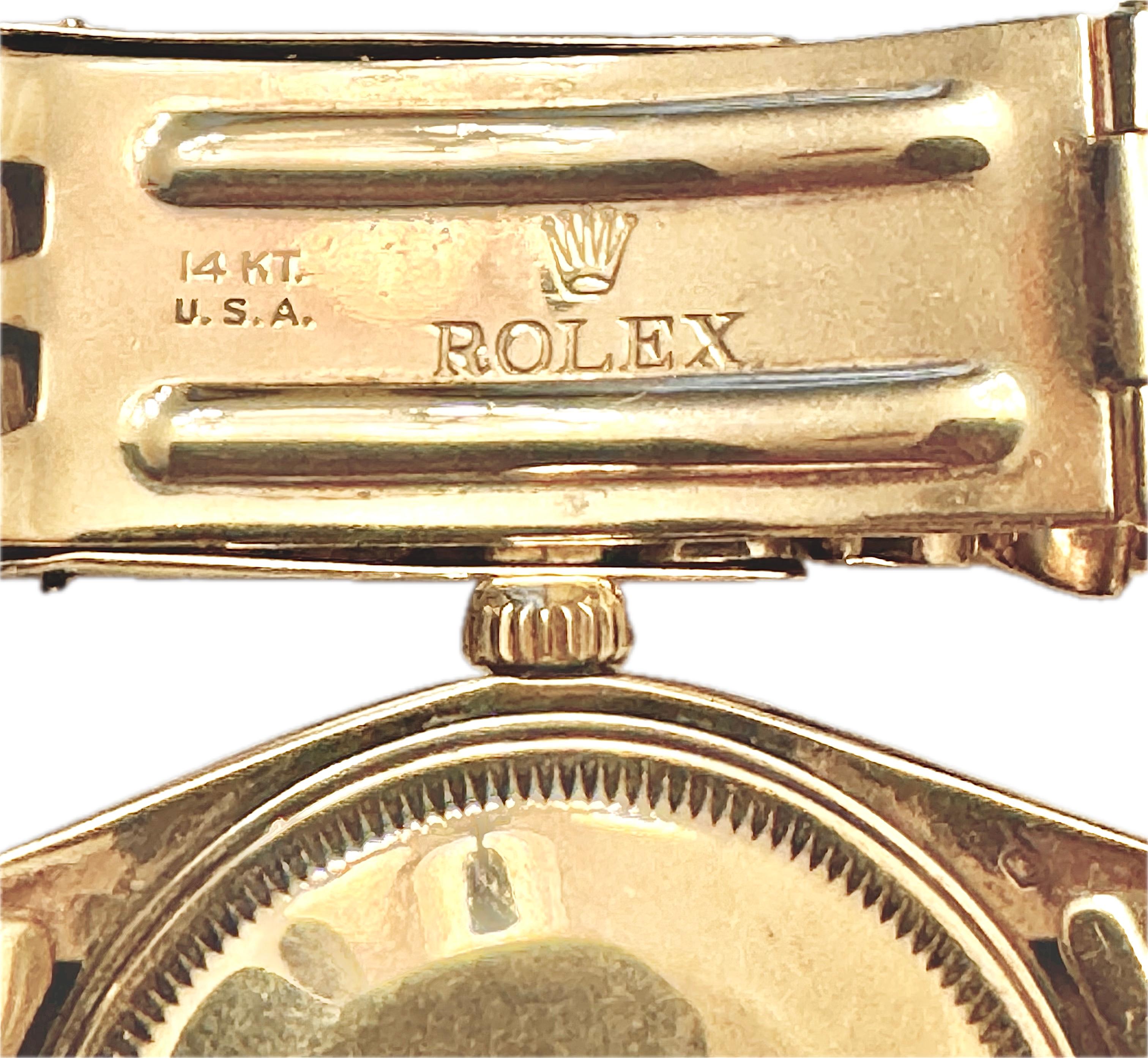 Mens Rolex Oyster Perpetual Date Solid 14K Yellow Gold Watch Champagne Dial For Sale 2