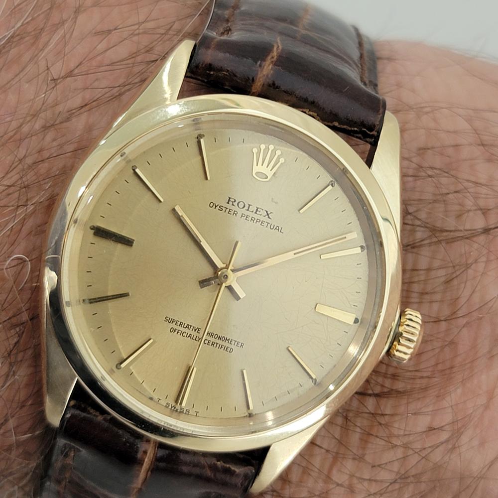 Mens Rolex Oyster Perpetual Ref 1002 34mm 14k Gold Automatic 1960s Swiss RA422B 9