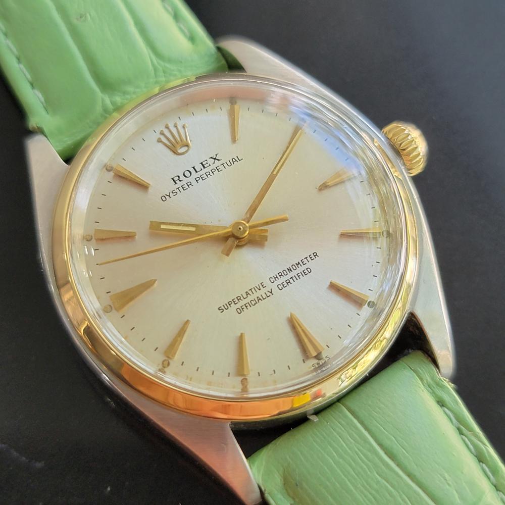 Mens Rolex Oyster Perpetual Ref 1002 14k Gold & SS Automatic 1960s MA213 In Excellent Condition In Beverly Hills, CA