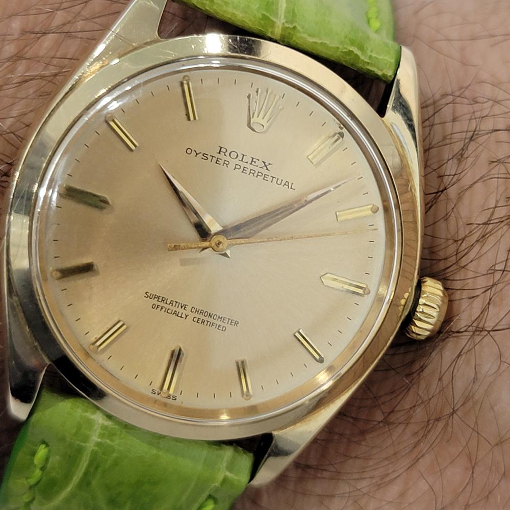 Mens Rolex Oyster Perpetual Ref 1002 34mm 14k Solid Gold Automatic 1960s NA111 For Sale 9