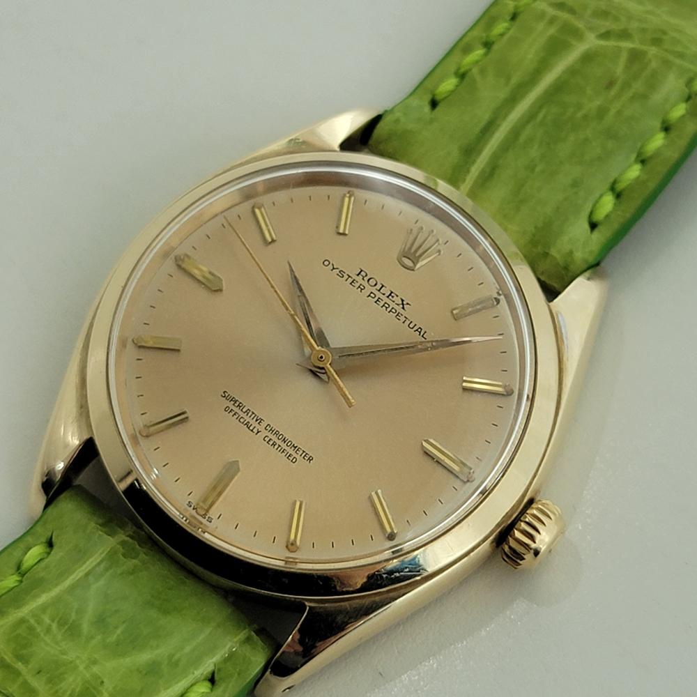 Men's Mens Rolex Oyster Perpetual Ref 1002 34mm 14k Solid Gold Automatic 1960s NA111 For Sale