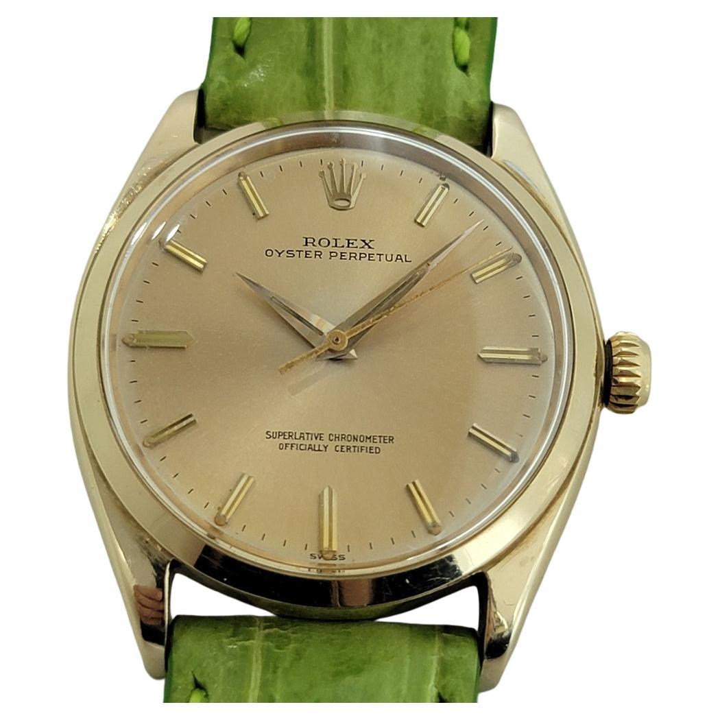 Mens Rolex Oyster Perpetual Ref 1002 34mm 14k Solid Gold Automatic 1960s NA111