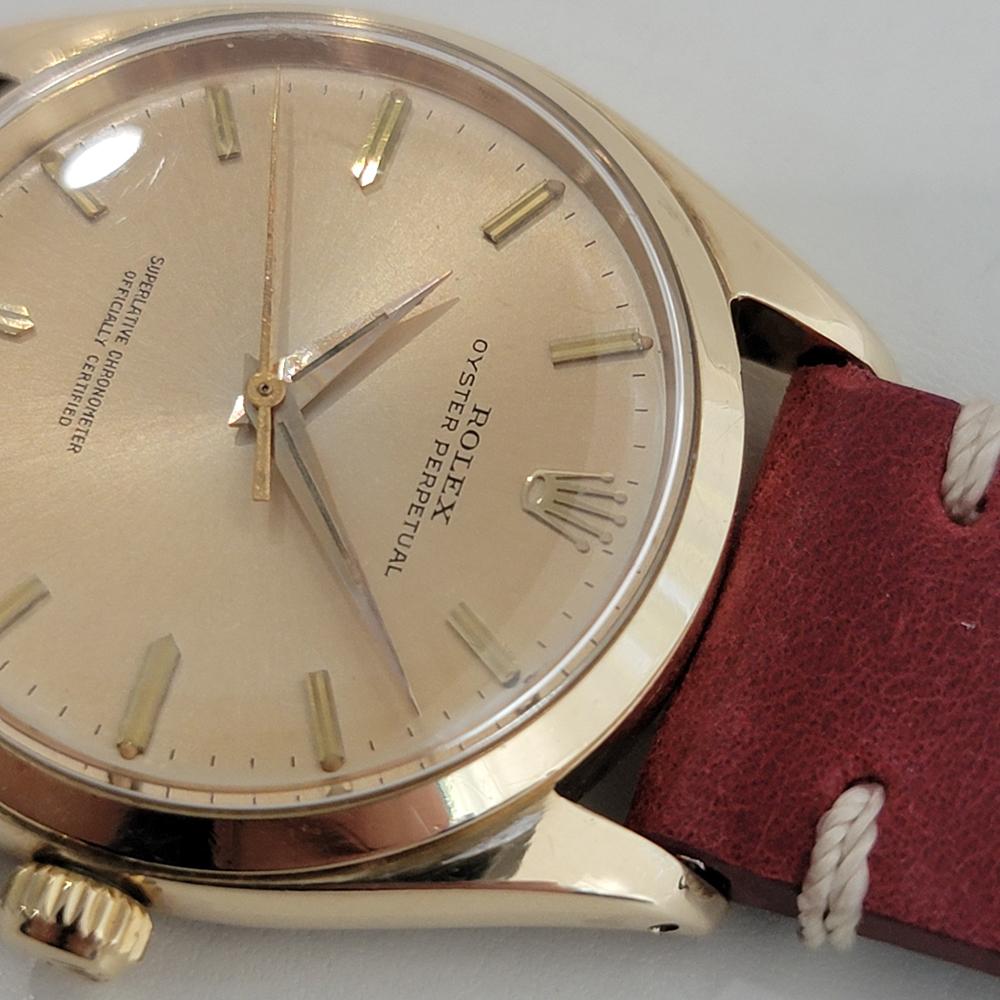 Mens Rolex Oyster Perpetual Ref 1002 34mm 14k Solid Gold Automatic 1960s NA111R For Sale 2