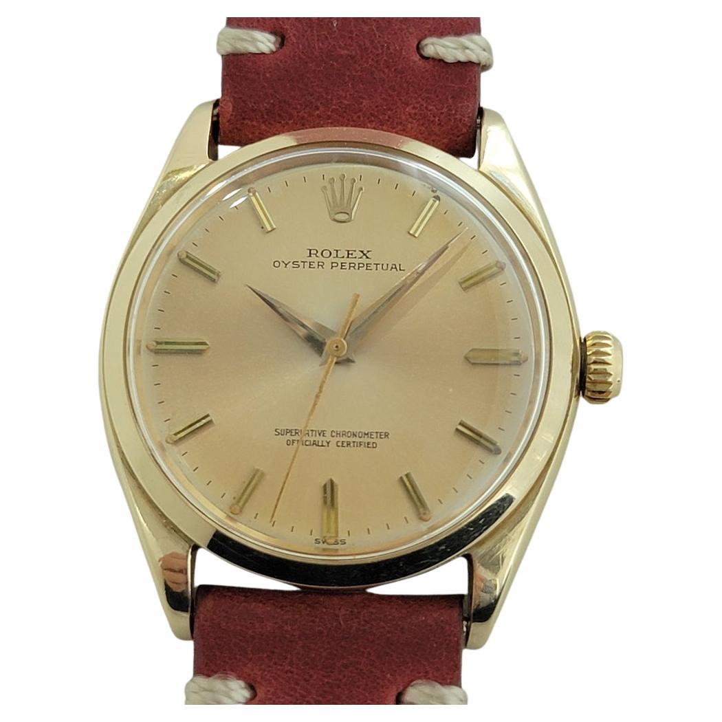 Mens Rolex Oyster Perpetual Ref 1002 34mm 14k Solid Gold Automatic 1960s NA111R