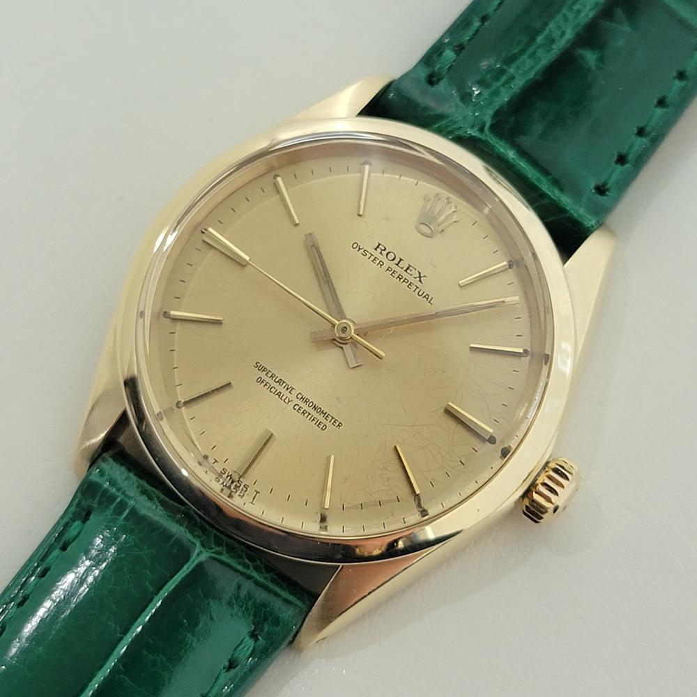 Men's Mens Rolex Oyster Perpetual Ref 1002 34mm 14k Solid Gold Automatic 1960s RA422