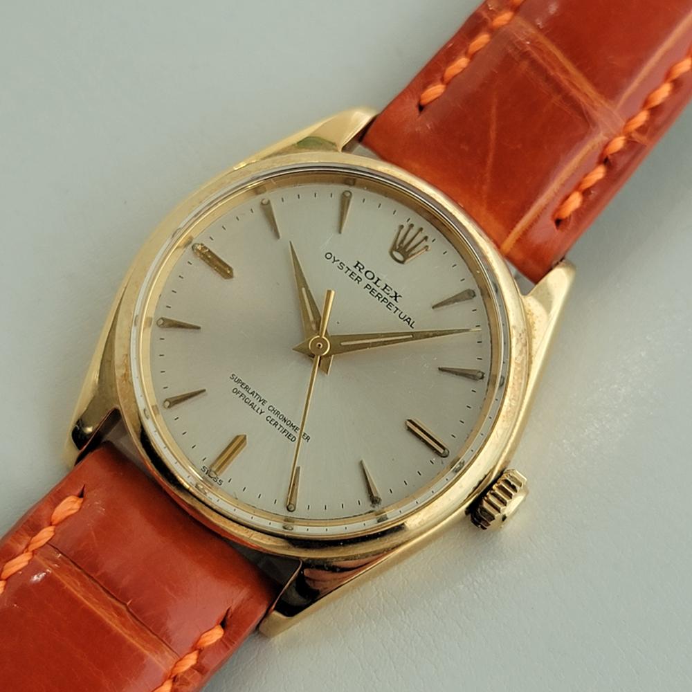 Men's Mens Rolex Oyster Perpetual Ref 1002 34mm 18k Solid Gold Automatic 1960s NA110