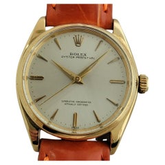 Mens Rolex Oyster Perpetual Ref 1002 34mm 18k Solid Gold Automatic 1960s NA110