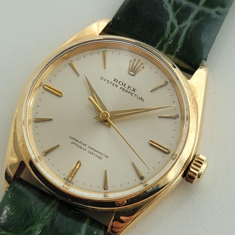 Men's Mens Rolex Oyster Perpetual Ref 1002 34mm 18k Solid Gold Automatic 1960s NA110G
