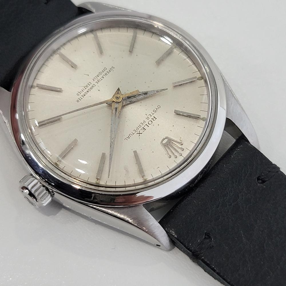 Mens Rolex Oyster Perpetual Ref 1002 Automatic 1960s Swiss Vintage RA143 In Excellent Condition For Sale In Beverly Hills, CA