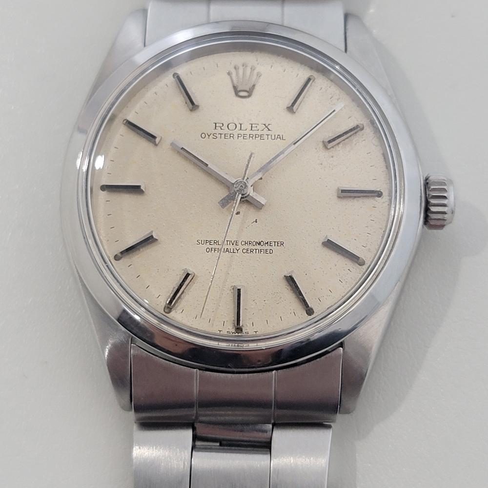 Timeless classic, Men's Rolex Ref.1002 Oyster perpetual automatic dress watch, c.1967, in excellent working condition, all original, unrestored. Verified authentic by a master watchmaker. Gorgeous, unrestored Rolex signed dial, applied baton index