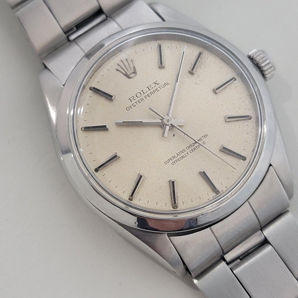Mens Rolex Oyster Perpetual Ref 1002 34mm Automatic 1960s Vintage Swiss RA461 In Excellent Condition For Sale In Beverly Hills, CA