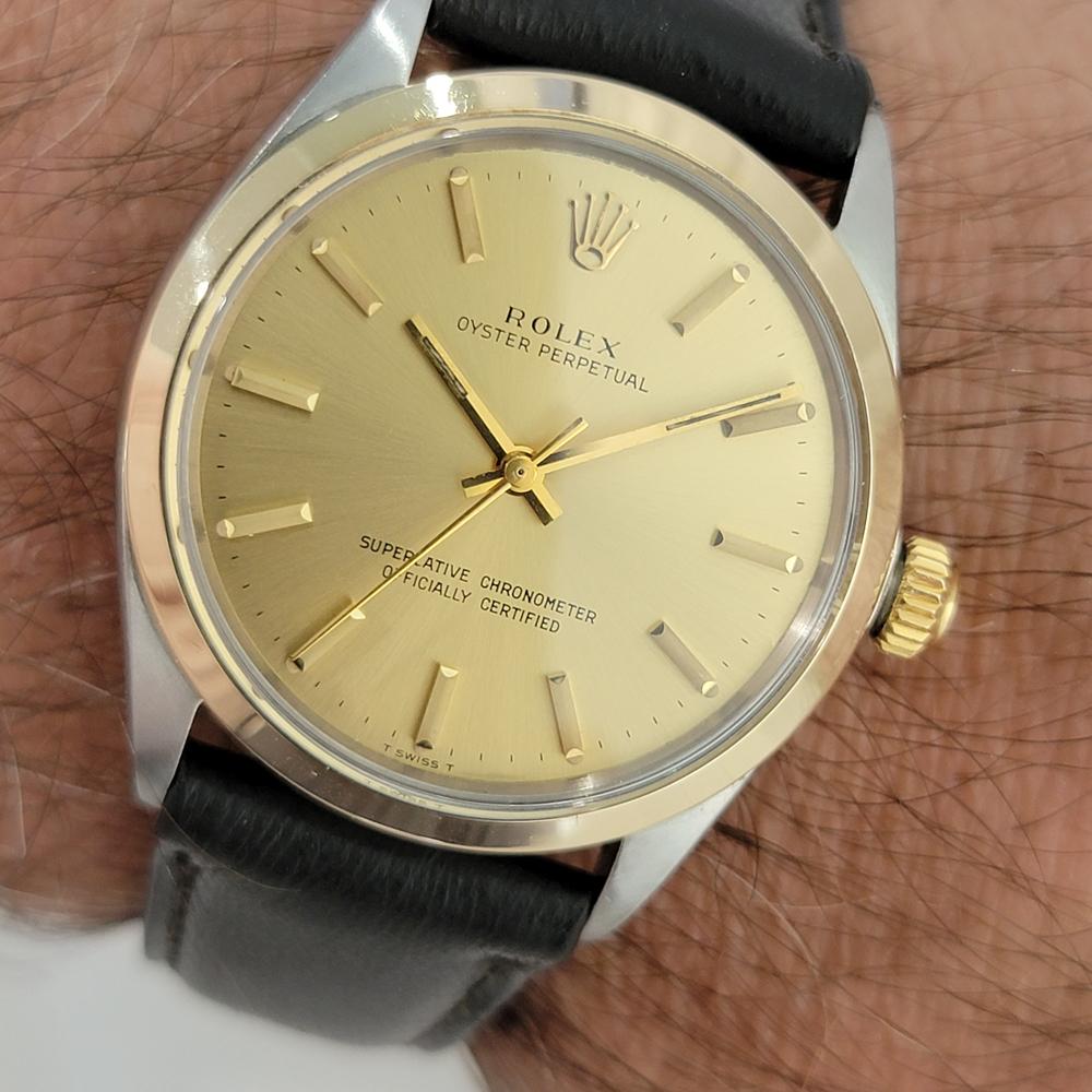 Mens Rolex Oyster Perpetual Ref 1002 34mm Gold Bezel Automatic 1960s Swiss RA378 For Sale 6