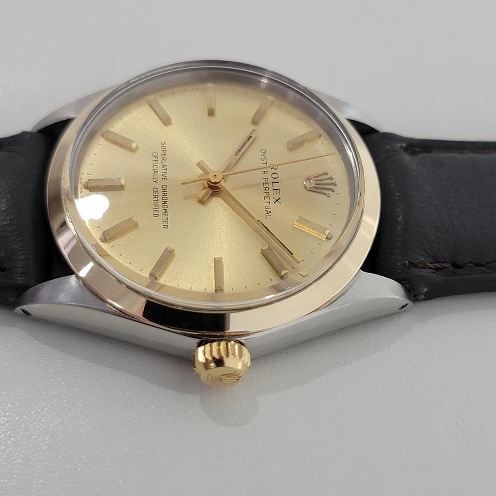 Men's Mens Rolex Oyster Perpetual Ref 1002 34mm Gold Bezel Automatic 1960s Swiss RA378 For Sale