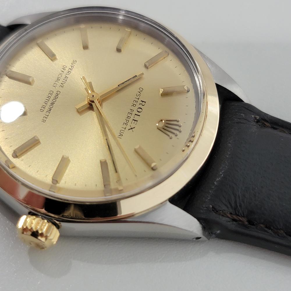 Mens Rolex Oyster Perpetual Ref 1002 34mm Gold Bezel Automatic 1960s Swiss RA378 For Sale 1