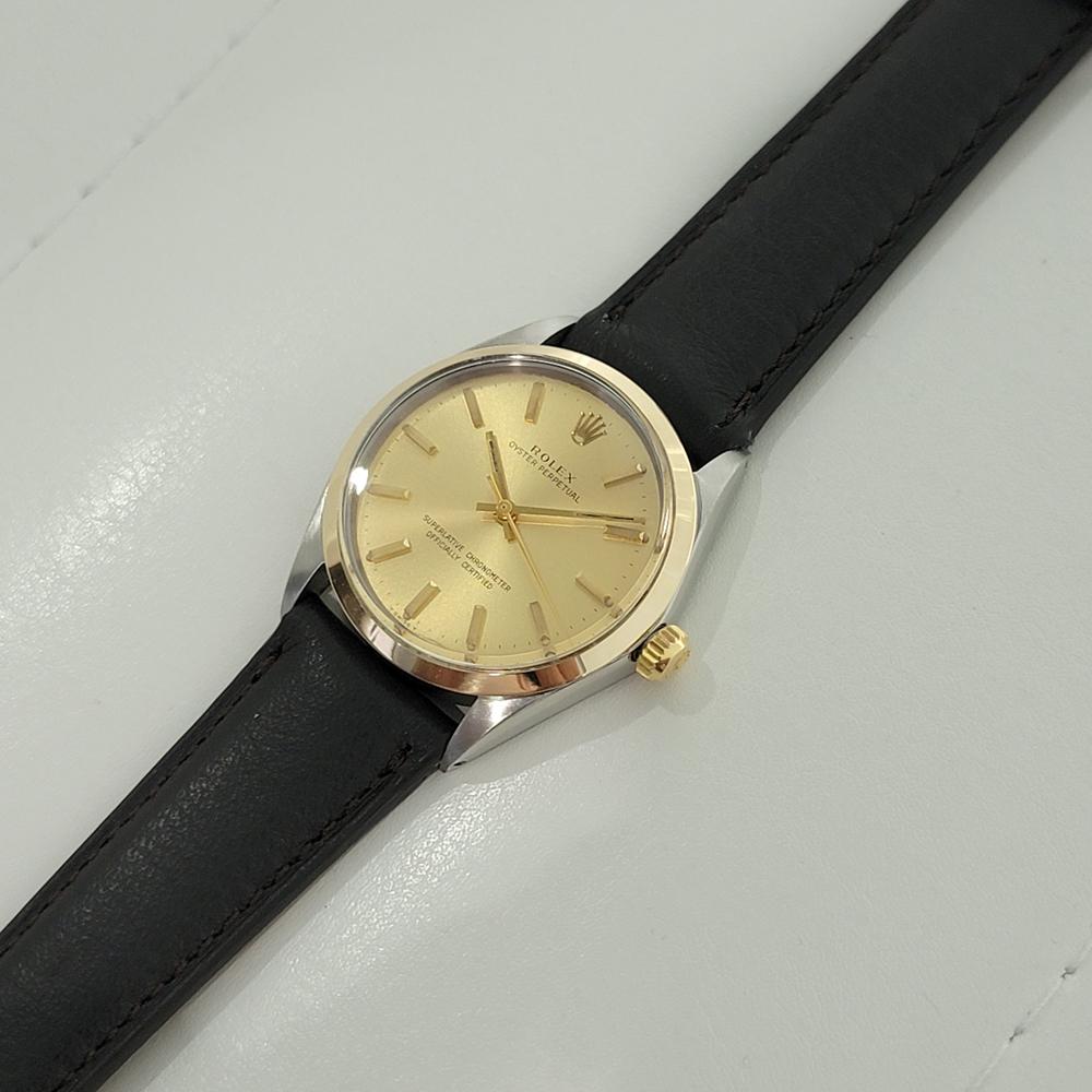 Mens Rolex Oyster Perpetual Ref 1002 34mm Gold Bezel Automatic 1960s Swiss RA378 For Sale 2