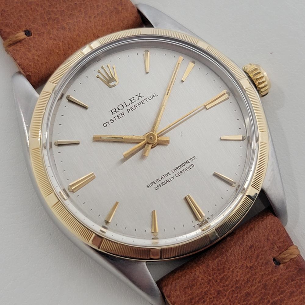 Mens Rolex Oyster Perpetual Ref 1003 34mm 14k Gold SS Automatic 1960s NA129 In Excellent Condition In Beverly Hills, CA