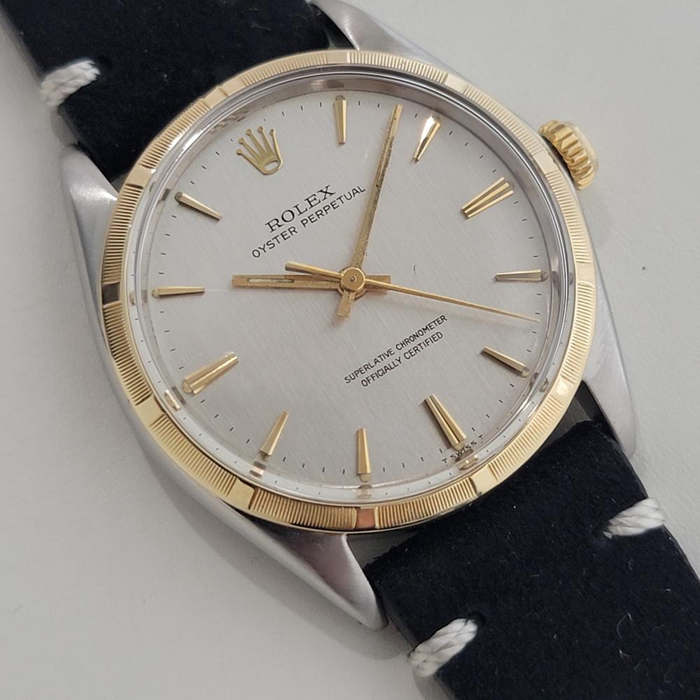 Mens Rolex Oyster Perpetual Ref 1003 34mm 14k Gold SS Automatic 1960s NA129B In Excellent Condition In Beverly Hills, CA