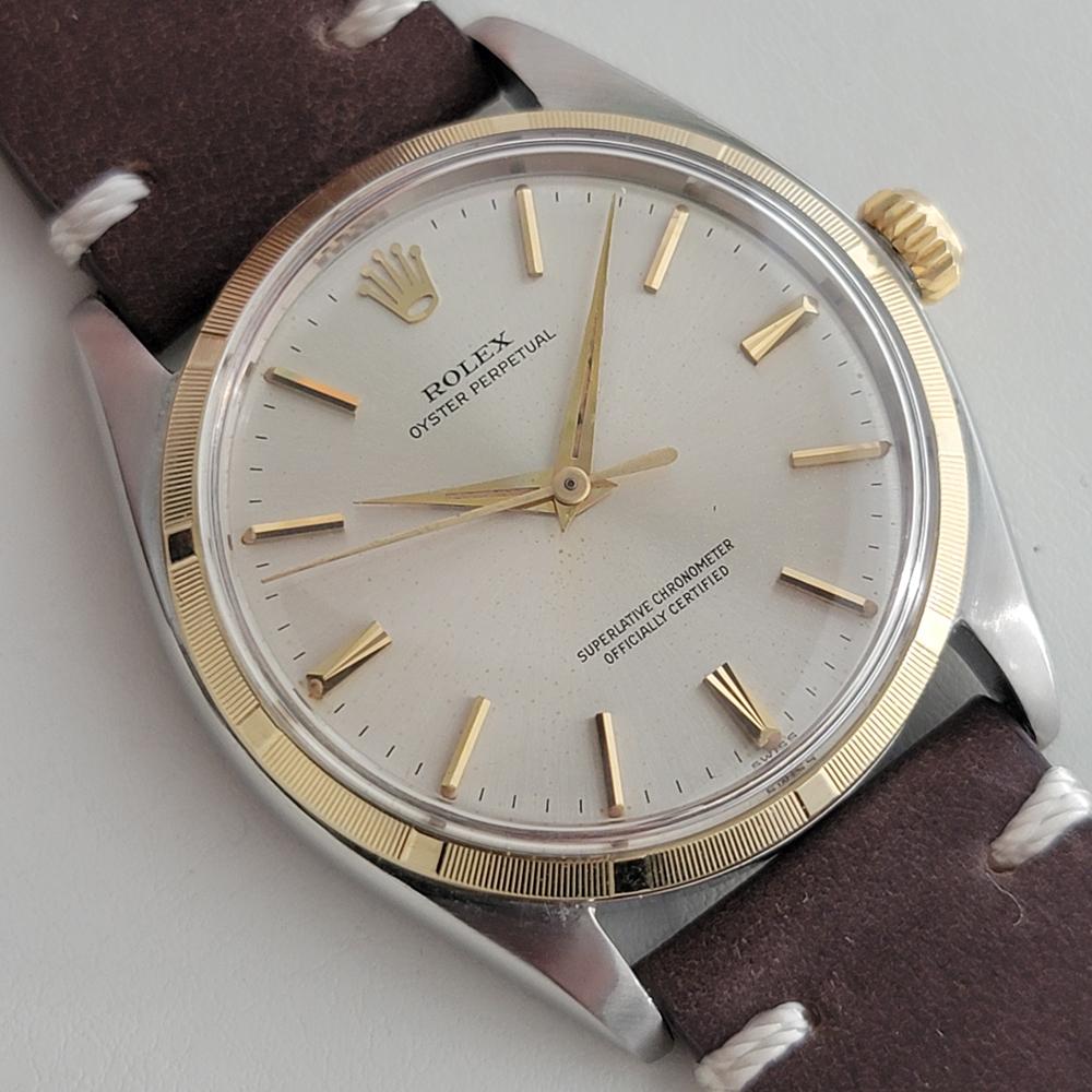 Mens Rolex Oyster Perpetual Ref 1003 34mm 14k Gold SS Automatic 1960s RA435B In Excellent Condition In Beverly Hills, CA