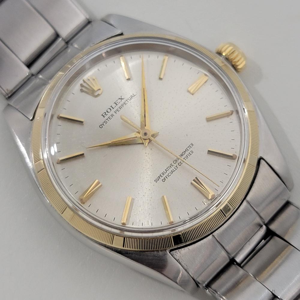Mens Rolex Oyster Perpetual Ref 1003 34mm 14k Gold SS Automatic 1960s RA435S In Excellent Condition In Beverly Hills, CA