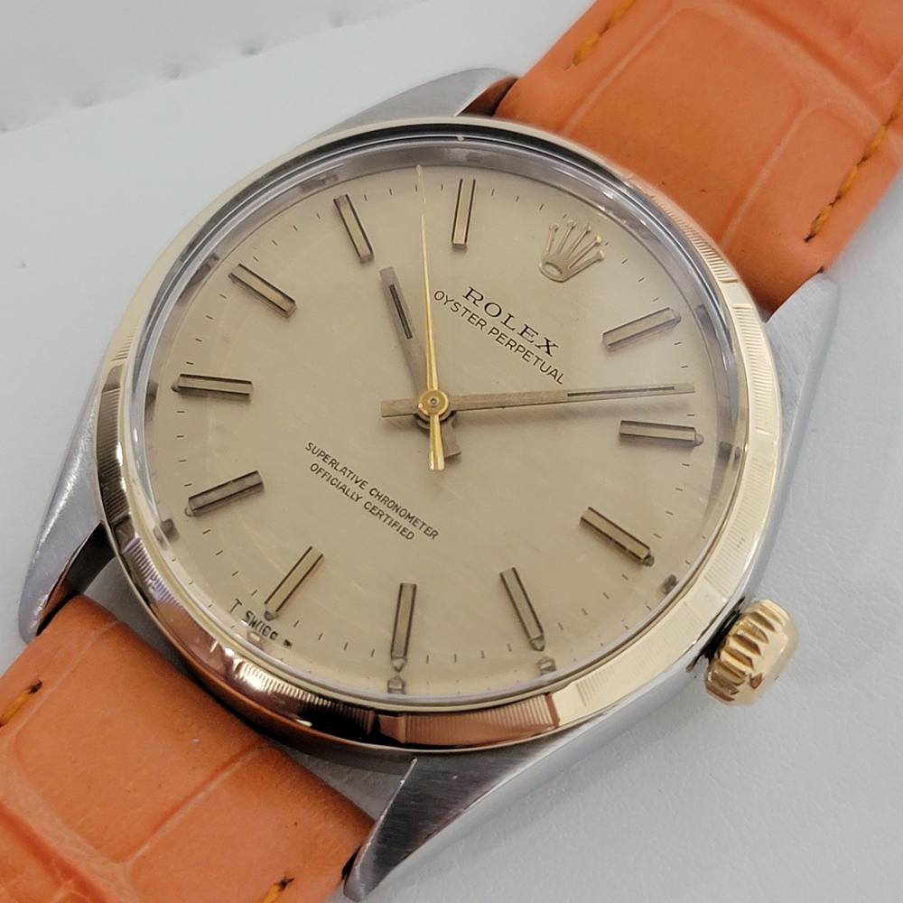 Mens Rolex Oyster Perpetual Ref 1003 14k SS Automatic 1960s Vintage RA174 In Excellent Condition In Beverly Hills, CA