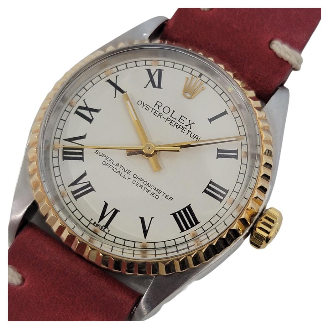 Mens Rolex Oyster Perpetual Ref 1003 34mm 18k SS 1960s Swiss Automatic RA216R For Sale