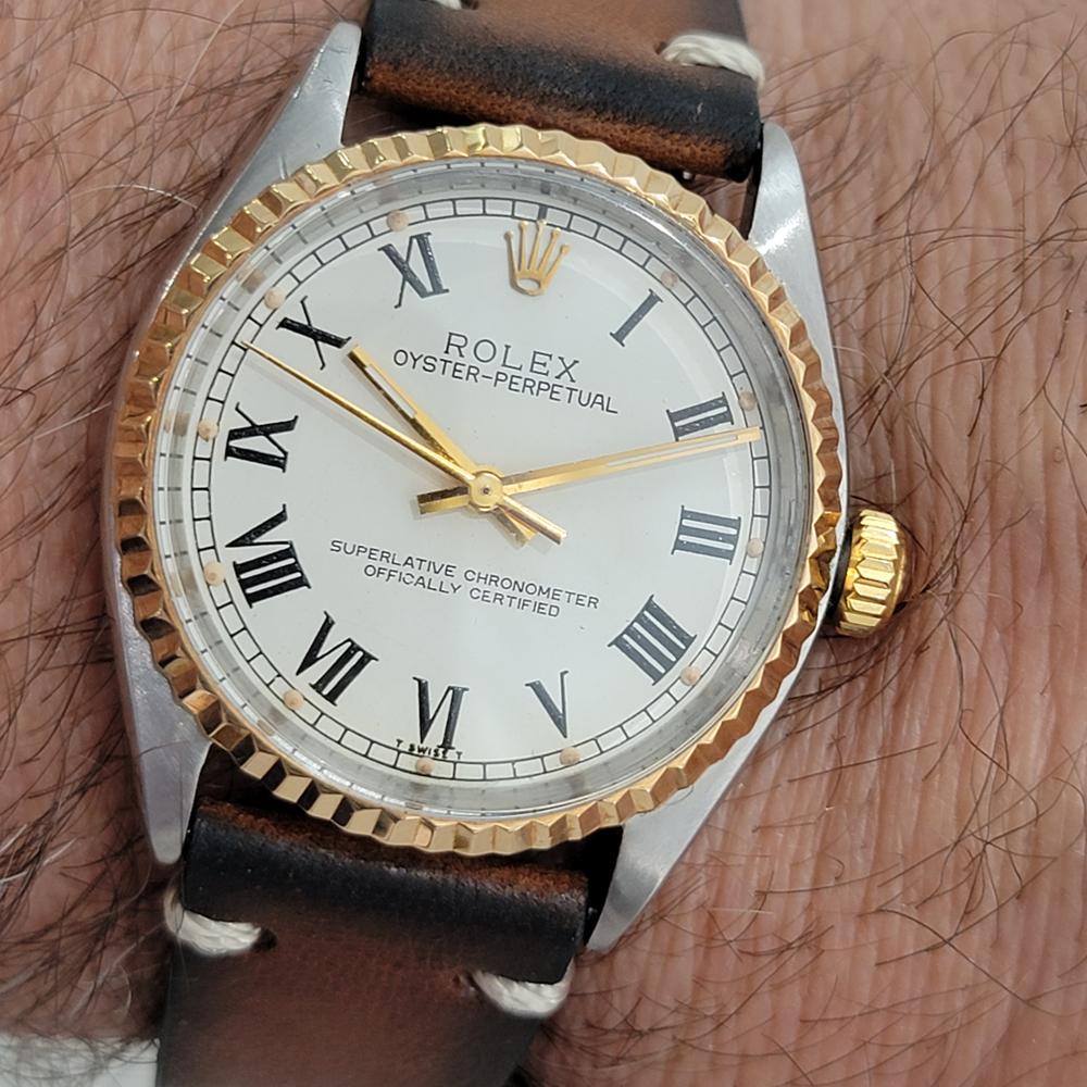 Mens Rolex Oyster Perpetual Ref 1003 18k SS Automatic 1960s Vintage RA216 For Sale 6