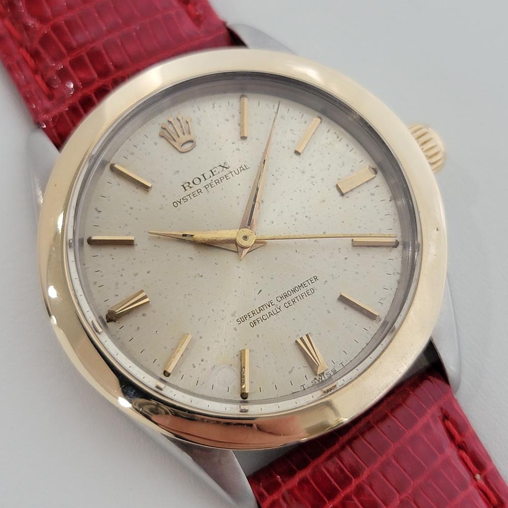 Herren Rolex Oyster Perpetual Ref 1005 14k Gold SS Automatik 1960er Jahre Schweizer RJC204R im Zustand „Hervorragend“ in Beverly Hills, CA